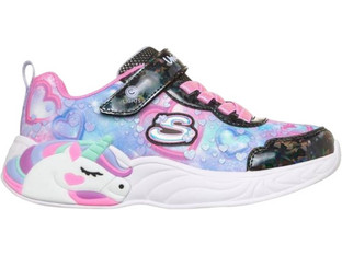 Skechers Heart Sparkles Παιδικά Sneakers με Φωτάκια Μαύρα Γαλάζια Ροζ 303063LC-BKMT