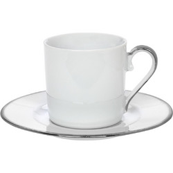 Cryspo Trio Elegance Σετ Φλιτζάνια Espresso & Ελληνικού Καφέ Πορσελάνης Λευκά Ασημί 120ml 6τμχ 24.001.17P