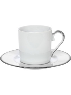 Cryspo Trio Elegance Σετ Φλιτζάνια Espresso & Ελληνικού Καφέ Πορσελάνης Λευκά Ασημί 120ml 6τμχ 24.001.17P