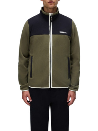 Napapijri T-Dergana Ανδρική Ζακέτα Fleece με Φερμουάρ Λαδί NP0A88V1-G1F