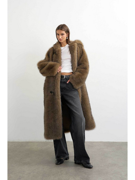 Topshop Tyra Γυναικεία Γούνα Μακριά Σοκολατί 31001467