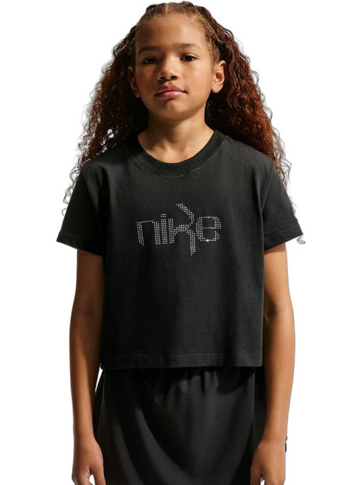 Nike Παιδικό Crop Top Κοντομάνικο Μαύρο IQ3704-010