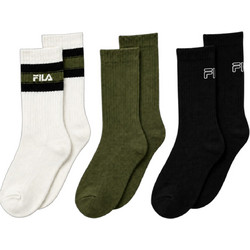 Fila Ανδρικές Κάλτσες Ψηλές με Σχέδια Λευκές Χακί Μαύρες 3Pack F5524-553