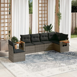 vidaXL Πενταθέσιος Καναπές Εξωτερικού Χώρου Rattan Ανθρακί Εκρού 62x62x69cm 6τμχ 3034931