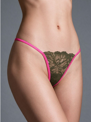 Milena By Paris Γυναικείο Sexy String με Δαντέλα Χακί 6993