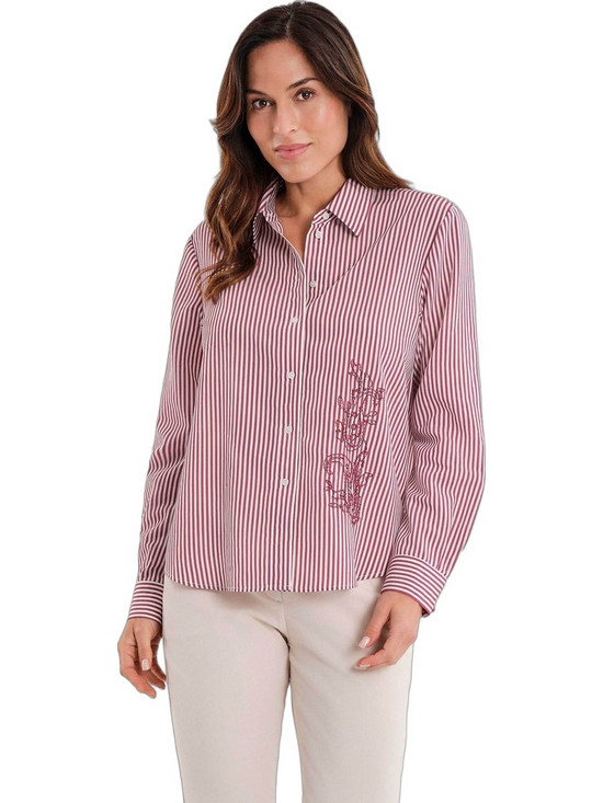 Gerry Weber Μακρυμάνικο Γυναικείο Πουκάμισο Μεταξωτό Ριγέ Μπορντό N71016763048