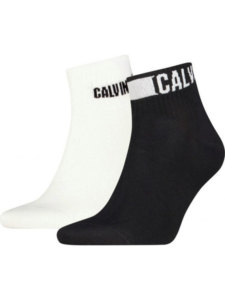 Calvin Klein Ανδρικές Κάλτσες Κοντές με Σχέδια Λευκές Μαύρες 2Pack 701241735-001