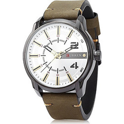 Curren Ανδρικό Ρολόι με Καφέ Δερμάτινο Λουράκι 8306 Olive