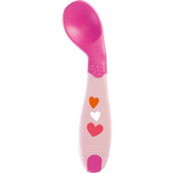 Chicco Baby's First Spoon Hearts Pink Βρεφικό Κουτάλι Σιλικόνης 8m+ Ροζ