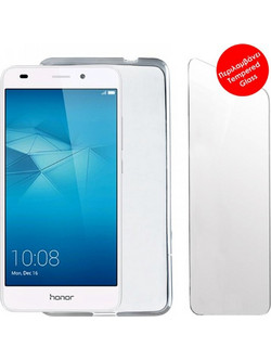 Volte-Tel Combo Slimcolor TPU Θήκη + Tempered Glass (Honor 5C/7 Lite 5.2") White