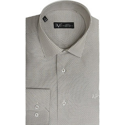 Versace 19V69 Angona Ανδρικό Πουκάμισο Βαμβακερό Καρό Μακρυμάνικο Κανονική Γραμμή Μπεζ