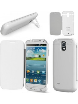 SAMSUNG S4 MINI EXTERNAL (BOOK CASE BATTERY+STAND) 3000mAh WHITE