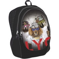 Lyc Sac Lion Rappers Σχολική Τσάντα Πλάτης Δημοτικού Μαύρη Πολύχρωμη 61031