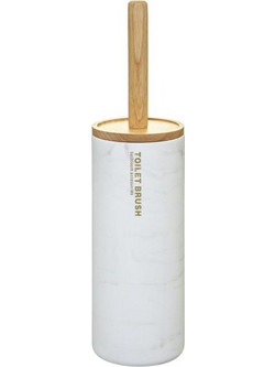 Πιγκάλ Μπάνιου με στρογγυλή βάση, bamboo λαβή και εφέ μάρμαρο, 10.5x38 cm - Aria Trade