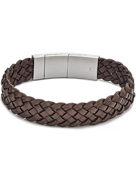 Fossil Ανδρικό Βραχιόλι Χειροπέδα από Δέρμα JF02933040