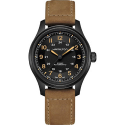 Hamilton Khaki Field Titanium Ανδρικό Ρολόι Αυτόματο με Καφέ Δερμάτινο Λουράκι H70665533
