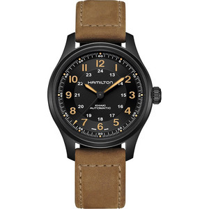 Hamilton Khaki Field Titanium Ανδρικό Ρολόι Αυτόματο με Καφέ Δερμάτινο Λουράκι H70665533