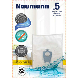 Naumann Type P Σακούλες Σκούπας 5τμχ Συμβατές με Σκούπα Bosch / Siemens