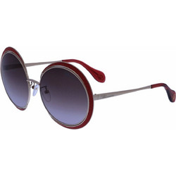 Blumarine SBM121 594R Γυναικεία Γυαλιά Ηλίου Στρογγυλά Μεταλλικά Ασημί Κόκκινα με Μαύρο Polarized Φακό