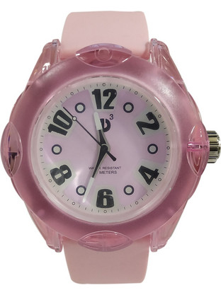 Tendence Rainbow Pink Γυναικείο Ρολόι με Ροζ Καουτσούκ Λουράκι E0130058