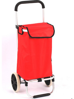 VESTA Καρότσι Λαϊκής 37lt Αλουμινίου 43x34x97cm με Σάκο Πολυεστέρα 1680D Αντοχής 30kg Διάμετρος Ρόδας O21cm Κόκκινο