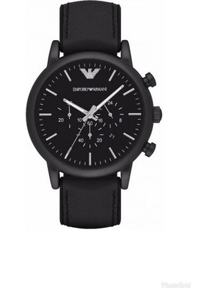 Emporio Armani Ανδρικό Ρολόι Χρονογράφος με Μαύρο Δερμάτινο Λουράκι AR1970