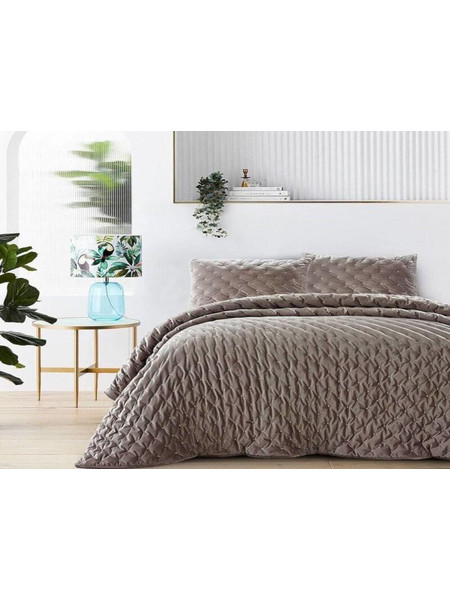 Σετ Πάπλωμα Υπέρδιπλο Cream Luxury Velvet Γαρύφαλλο 220x240