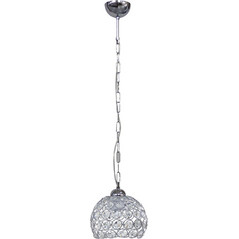 Heronia Lighting Chris/20 1/L Κρεμαστό Φωτιστικό Οροφής με Κρύσταλλα Μονόφωτο E27 Ασημί Φ20cm 01-0288