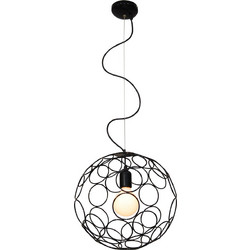 Home Lighting Aline Κρεμαστό Φωτιστικό Οροφής Μπάλα Μονόφωτο E14 Μαύρο 77-4082