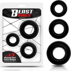 IntoYou Beast Rings Set of Cock Flexible Σετ Ελαστικά Δαχτυλίδια Πέους Σιλικόνης Μαύρα 3τμχ