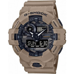 Casio G-Shock Ψηφιακό Ανδρικό Ρολόι Χρονογράφος με Καφέ Καουτσούκ Λουράκι GA-700CA-5AER