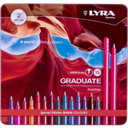 Μαρκαδόροι Graduate Fineliner Dark Tin Box Lyra 15τεμ