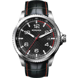 Rodania Xseba Black Leather Strap Ανδρικό Ρολόι με Μαύρο Δερμάτινο Λουράκι 2505526