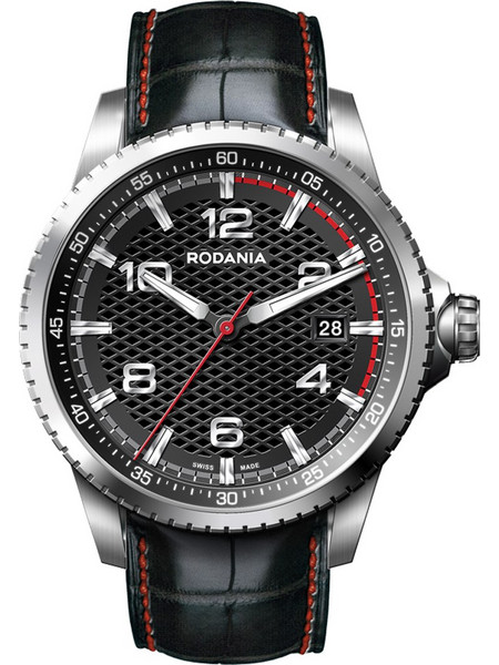 Rodania Xseba Black Leather Strap Ανδρικό Ρολόι με Μαύρο Δερμάτινο Λουράκι 2505526