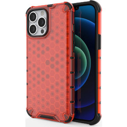 Honeycomb Case armor cover with TPU Bumper for iPhone 13 Pro Max red