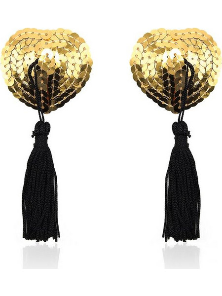 FETISH ADDICT HEART NIPPLE COVERS WITH SEQUINS GOLD