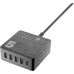 Cellular Line Φορτιστής Χωρίς Καλώδιο με 4 Θύρες USB-A & Θύρα USB-C 60W Power Delivery Black 381645