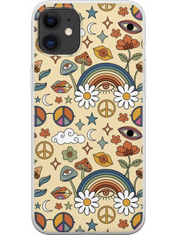 Θήκη Hippie Rainbow iPhone 11 Flexible TPU (Διάφανη Σιλικόνη)