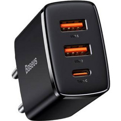 Baseus CCXJ Φορτιστής Χωρίς Καλώδιο με 2 Θύρες USB-A & Θύρα USB-C 30W Power Delivery Black