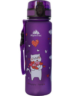 AlpinPro AlpinTec Kids Cats Παιδικό Μπουκάλι Πλαστικό BPA Free με Καλαμάκι Μωβ 500ml