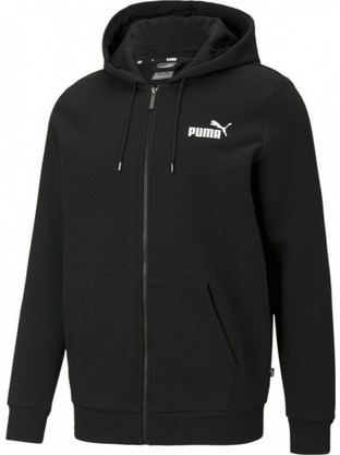 Puma Essentials Logo Ανδρική Ζακέτα Φούτερ με Κουκούλα και Φερμουάρ Μαύρη 586702-01