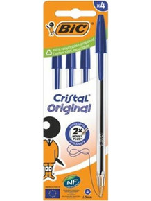 BIC Cristal Στυλό Διαρκείας 1mm Μπλε 4τμχ