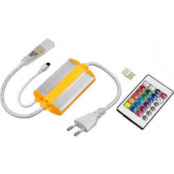 GloboStar 70521 RGB Controller με Ασύρματο Χειριστήριο IR - Μεταλλάκτης Τροφοδοσίας AC/DC 230V IP68 Slim Ταινίας Μονής Σειράς LED RGB 4 Pin Max 1500W - Έως 100 Μέτρα