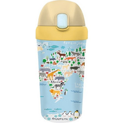 Chic Mic Bioloco Plant Animal World Παιδικό Μπουκάλι Πλαστικό BPA Free με Καλαμάκι Κίτρινο Γαλάζιο 400ml