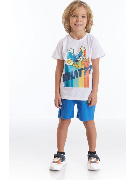Disney Donald Duck Παιδική Πιτζάμα Βαμβακερή Καλοκαιρινή Γκρι Royal Blue MC19581
