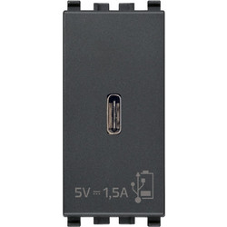 Πρίζα Τροφοδοσίας USB 5V 1,5A 1 Στοιχείου Γκρί Eikon
