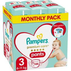 Pampers Premium Care Pants Monthly Pack Πάνες Βρακάκι No3 6-11kg 144τμχ