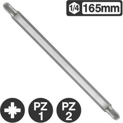 Force 122D12 - Μύτη Διπλή Pozidriv 1/4" 165mm PZ1-PZ2