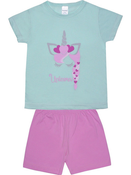 Pretty Baby Unicorn Παιδική Πιτζάμα Βαμβακερή Καλοκαιρινή Ροζ Βεραμάν 63128-465