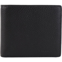 TRUSSARDI JEANS ΠΟΡΤΟΦΟΛΙ GRAIN LEATHER ΜΑΥΡΟ